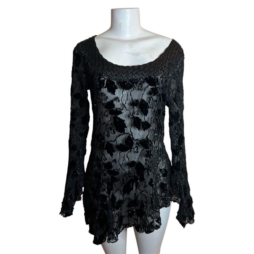 Cache Top Lace Blouse Bell Sleeve Asymmetrical Fairycore Whimsygoth Castlecore M